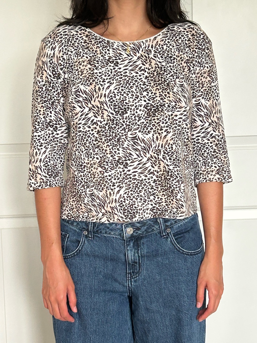 100% cotton Karen Scott Animal Print Long Sleeve Tee